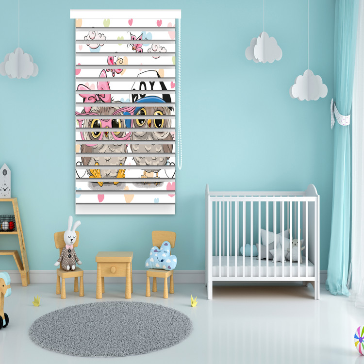 پرده زبرا چاپی پردیسون مدل طرح جغد دختر و پسر