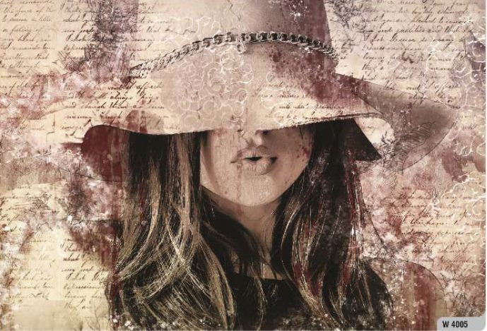 پرده شید چاپی طرح دختر کلاه دار کد W 4005